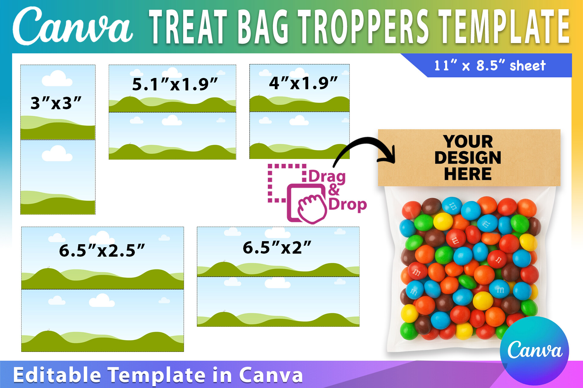 Treat Bag Toppers Canva Template Bundle,