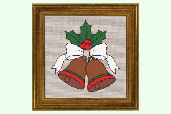 Vintage Christmas Bells with Holly Cross