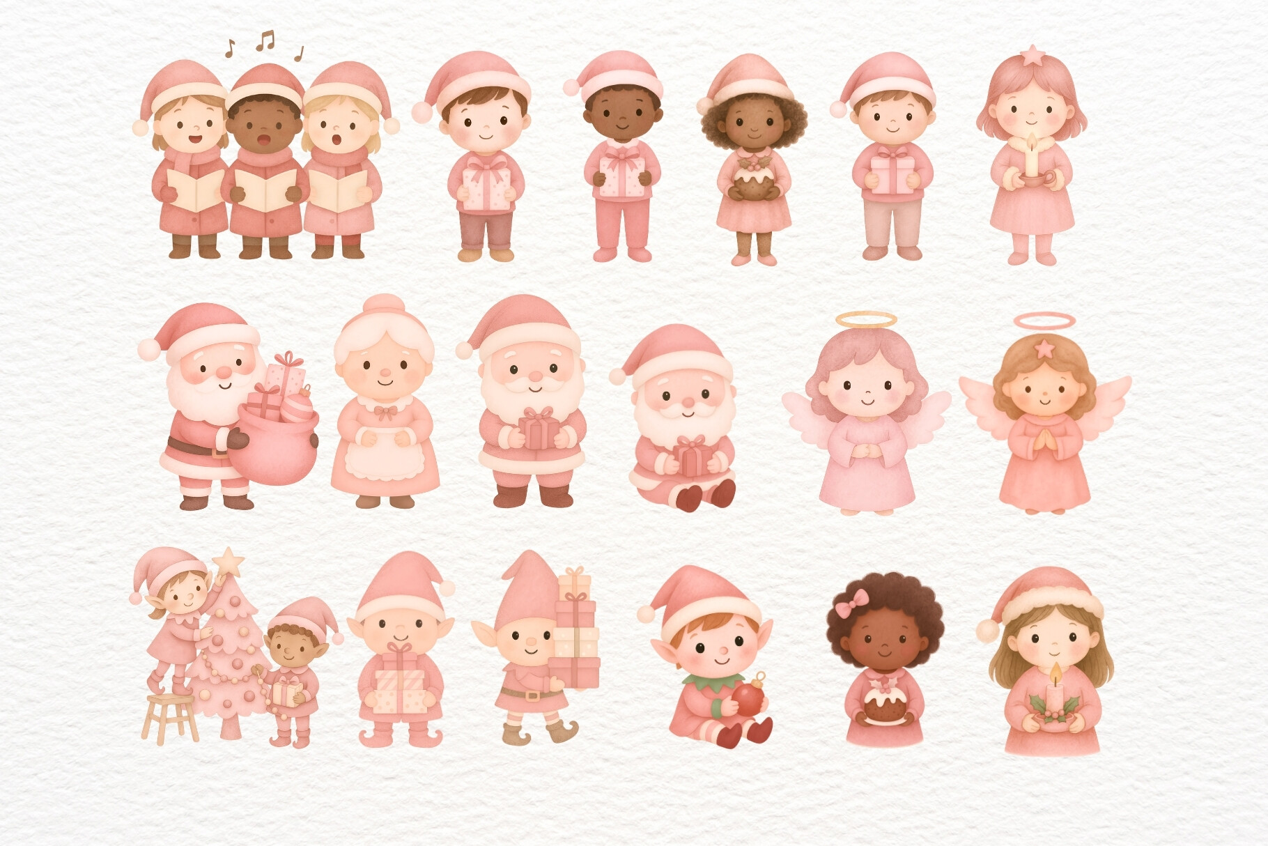 Watercolor Pink Christmas Clipart Bundle - photo 4