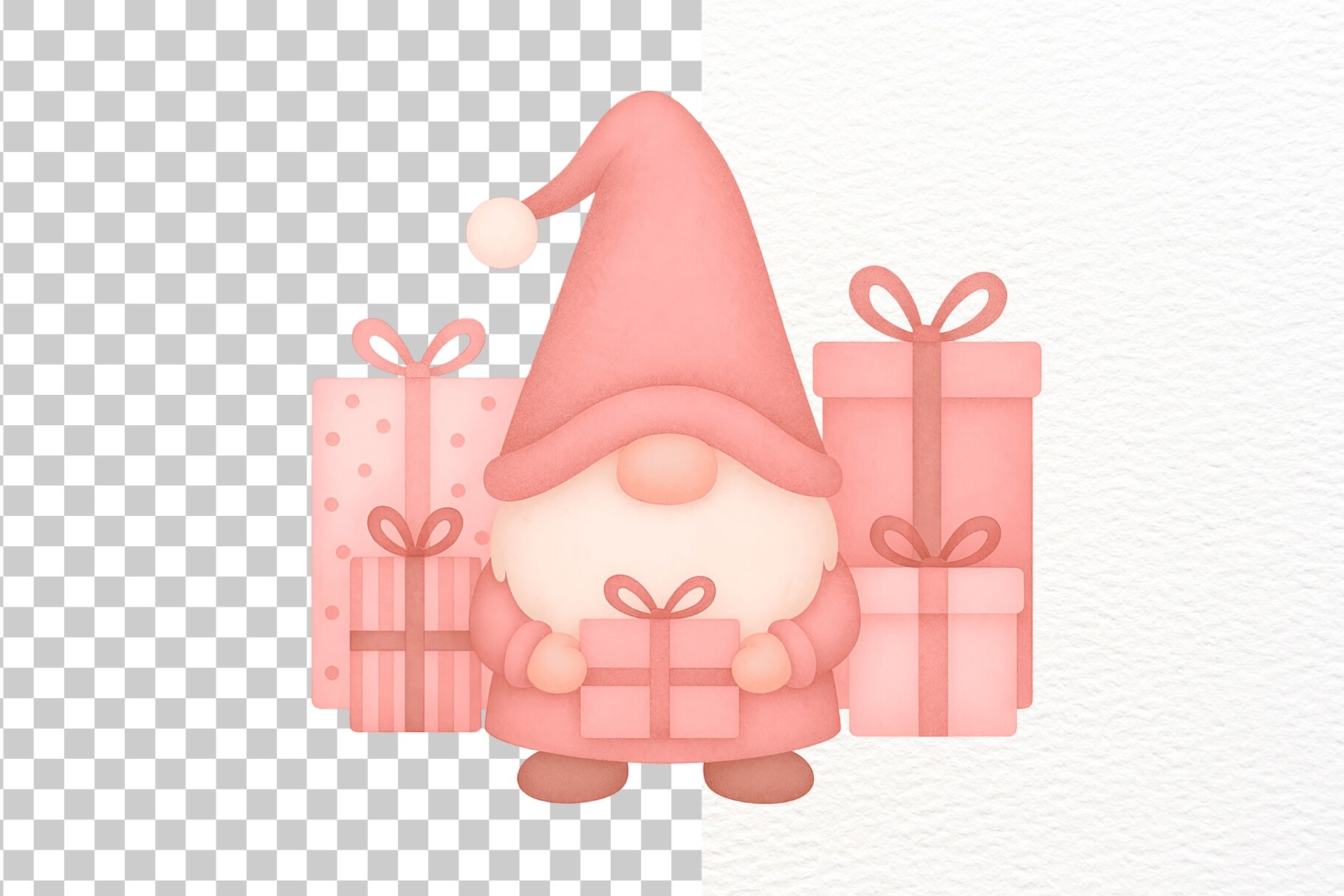 Watercolor Pink Christmas Clipart Bundle - photo 8