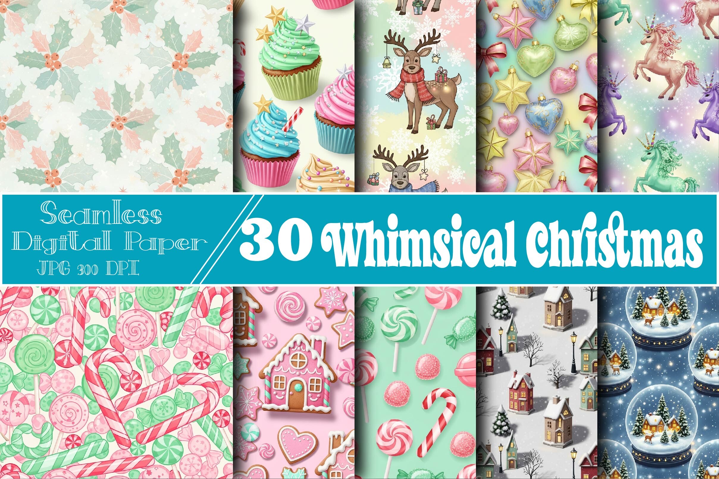 Whimsical Christmas Digital Paper