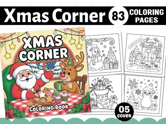 Xmas Corner Coloring Pages for Adults