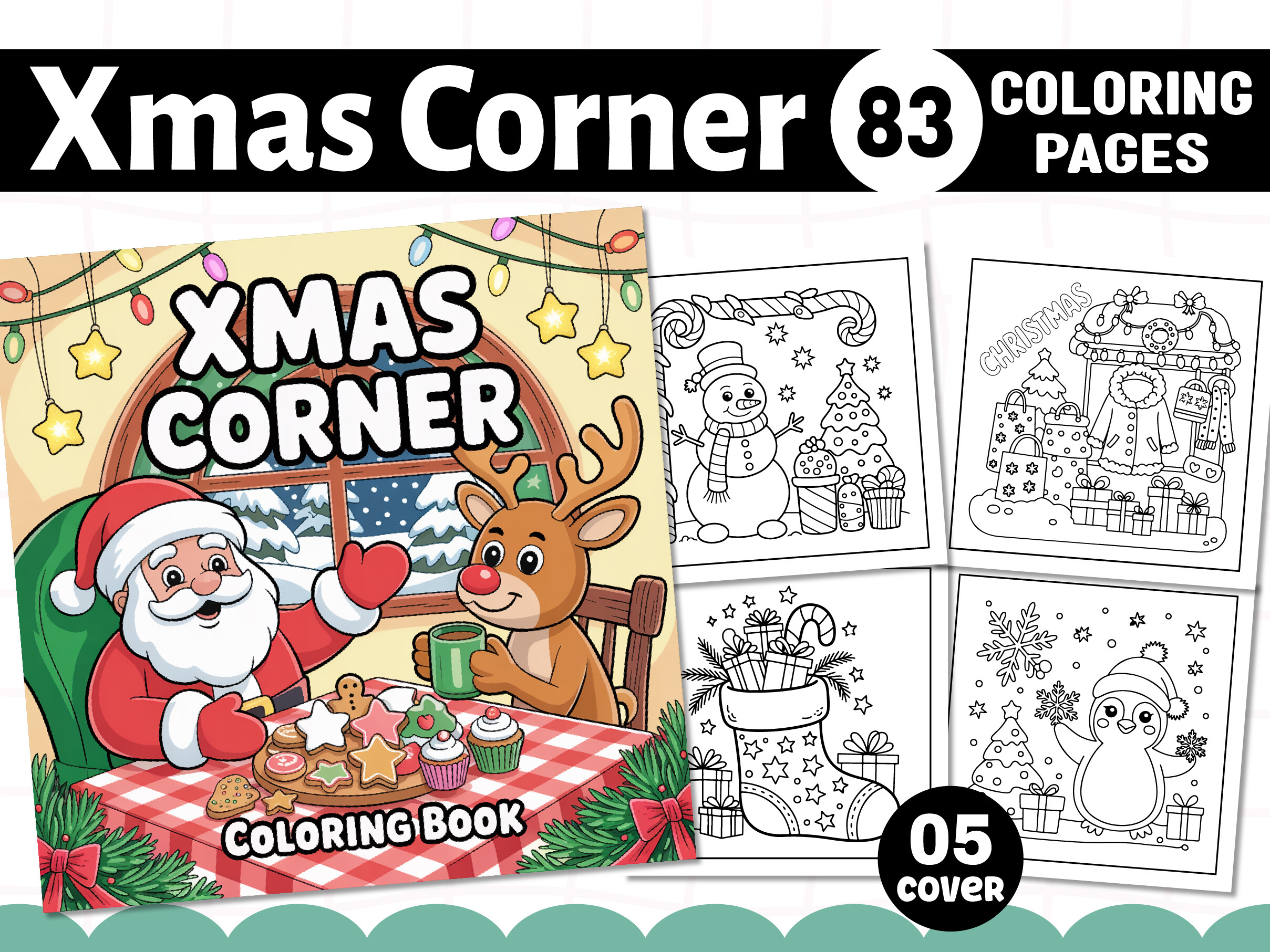 Xmas Corner Coloring Pages for Adults