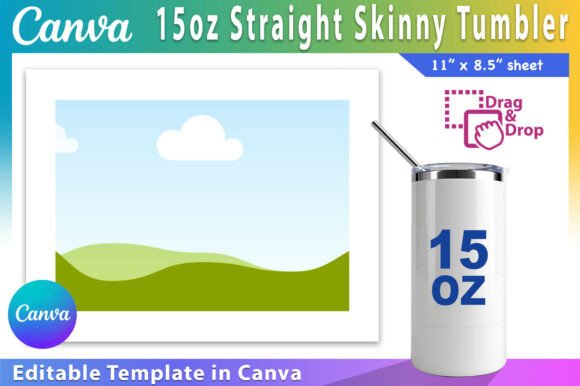 15oz Skinny Tumbler Canva Template