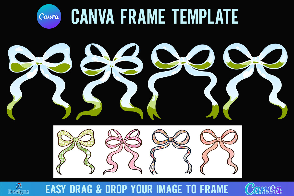Bow Canva Frame Template Ribbon Coquette