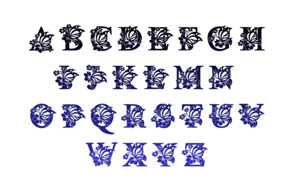 Butterfly Flower Monogram Font - Preview 1