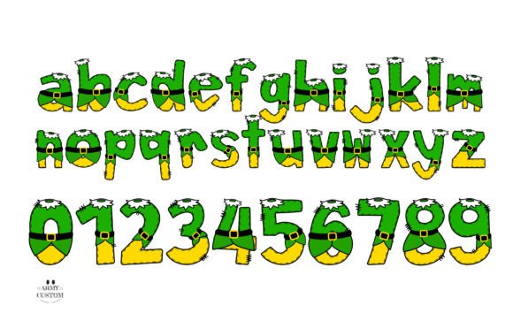 Elf Green Yellow Edition Font PNG with transparent background - Preview 3