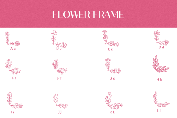 Flower Frame Font PNG with transparent background - Preview 1