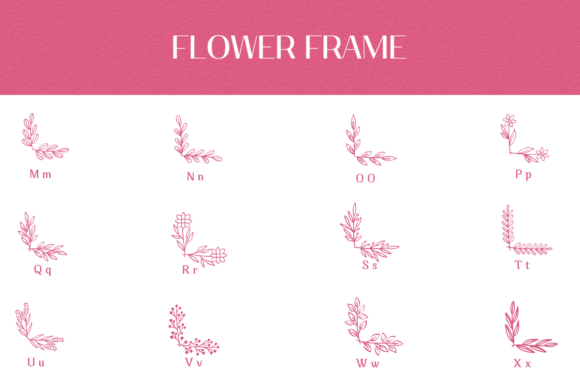 Flower Frame Font PNG with transparent background - Preview 2