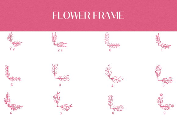 Flower Frame Font PNG with transparent background - Preview 3