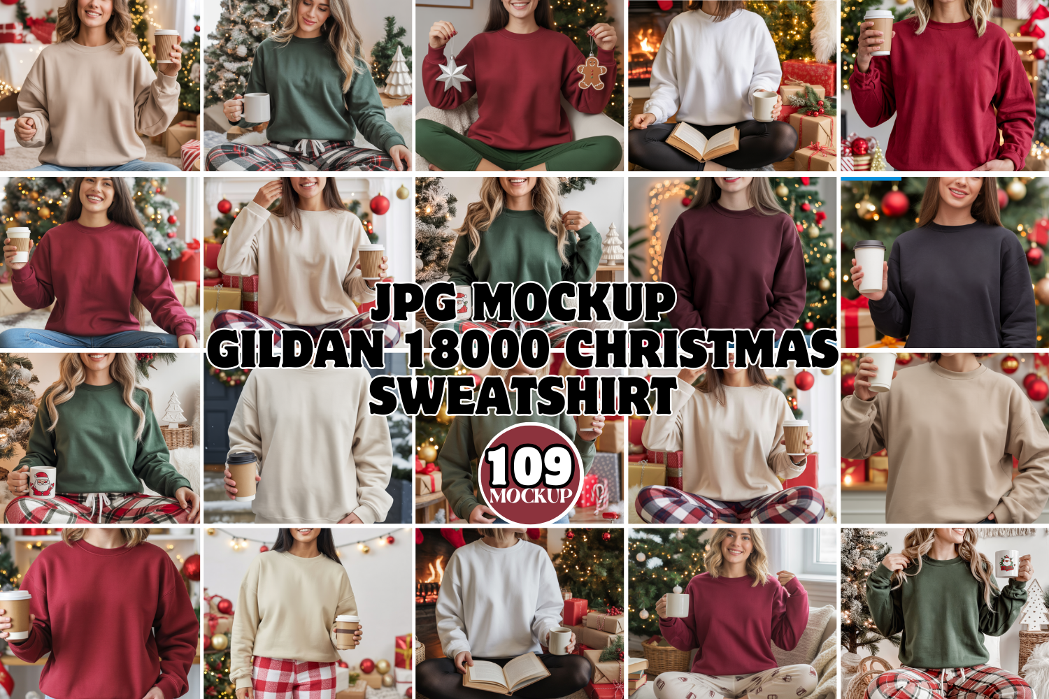 Gildan 18000 Christmas Mockups Bundle