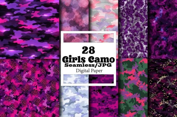 Girls Camo Digital Papers Graphic by Vintage · Creative Fabrica