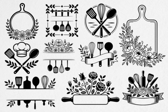 Kitchen Monogram SVG Bundle Cooking SVG