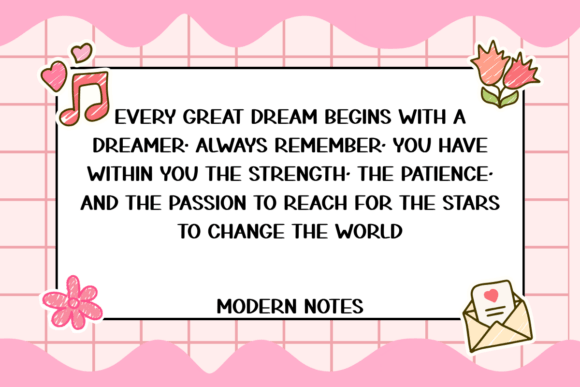 Modern Notes Font PNG with transparent background - Preview 1