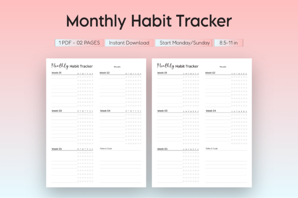Monthly Habit Tracker Printable