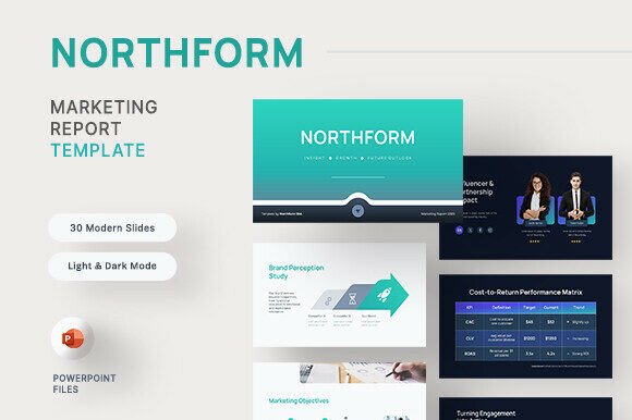 Preview of Northform - Marketing Report PowerPoint marketing presentation template