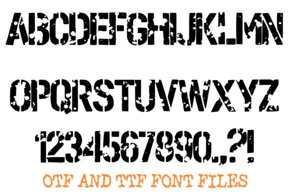 Paintball Army Stencil Font PNG with transparent background - Preview 1