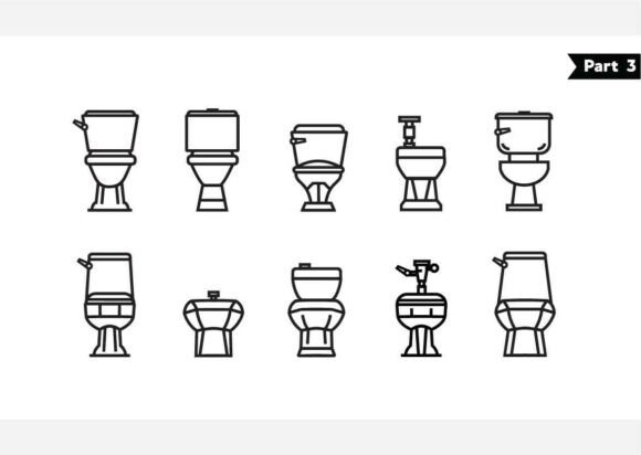 Toilet Icon Line Bowl Sanitary