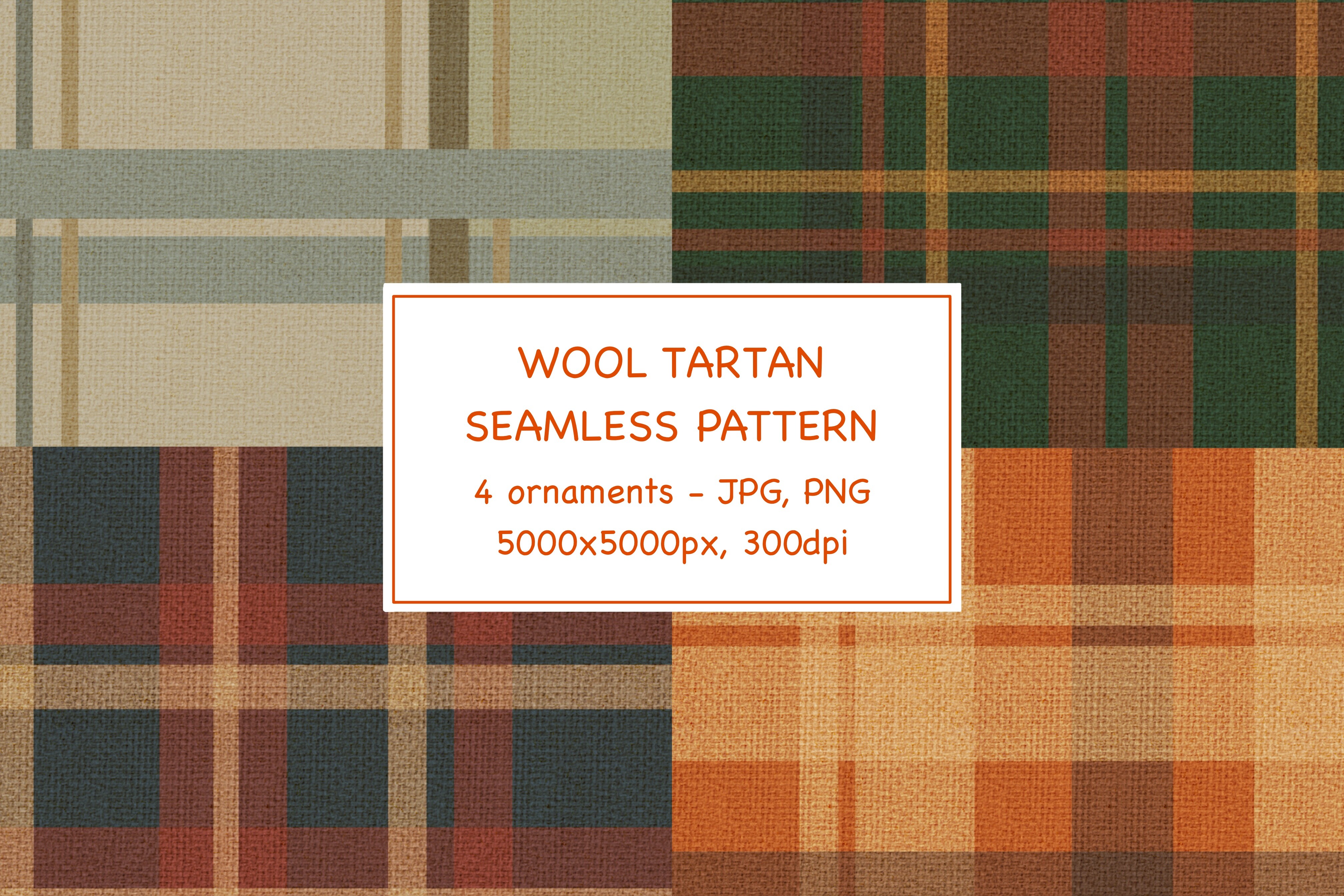 Wool Tartan Plaid Pattern 4 Pack PNG JPG