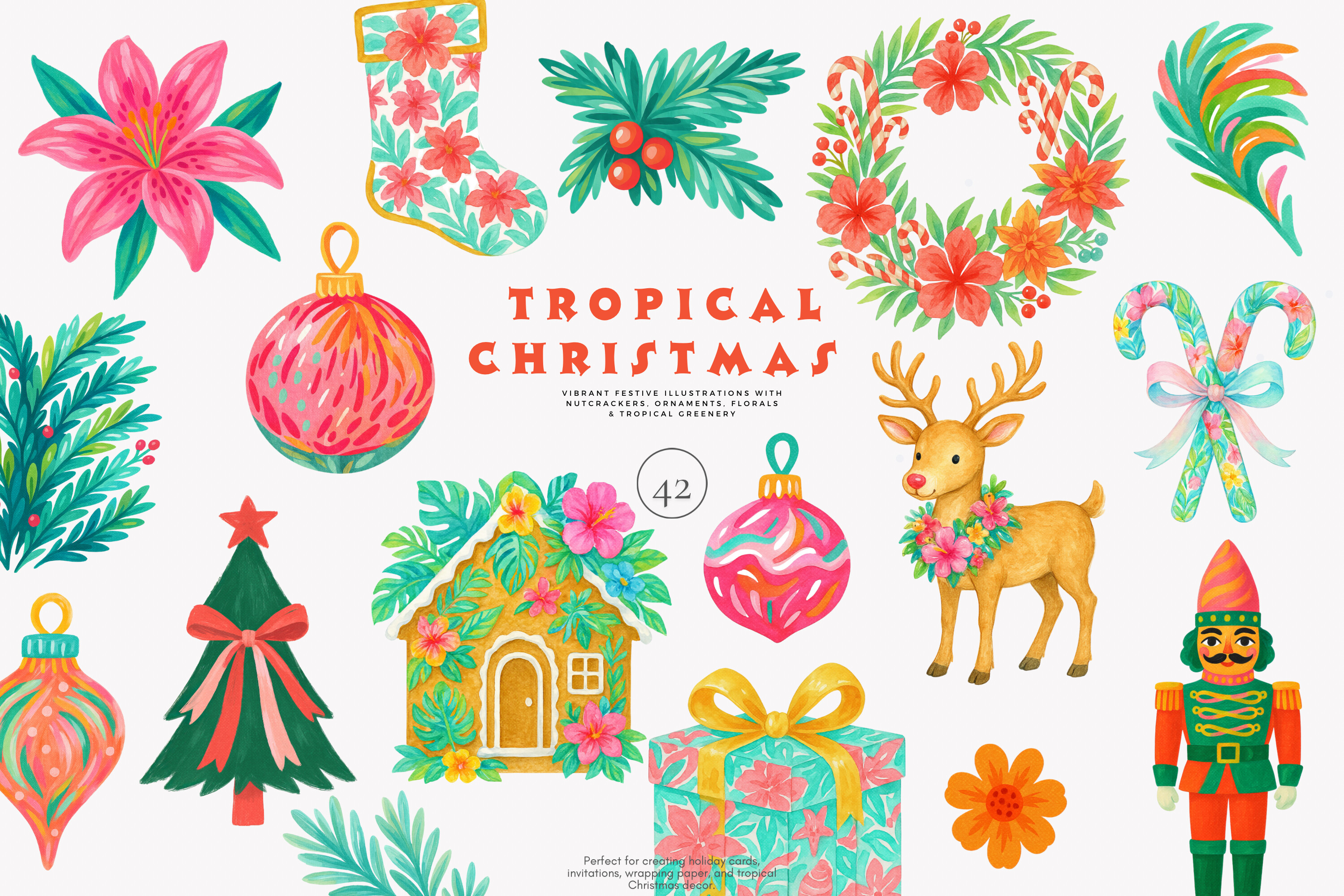 Tropical Christmas Clipart Set - photo 1
