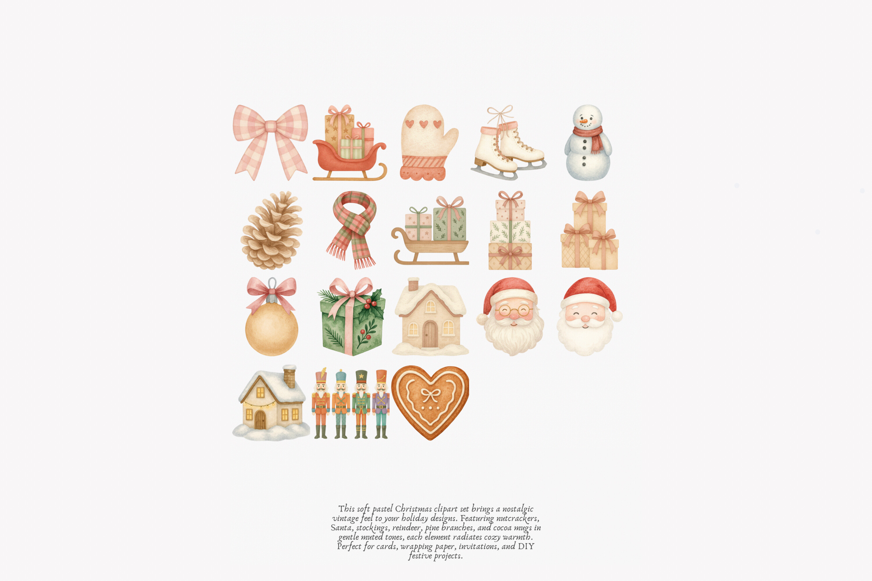 Vintage Pastel Christmas Clipart Set - photo 9