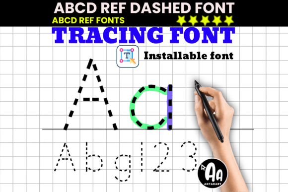 Preview specimen of Abcd Ref Dashed Dotted Tracing decorative font