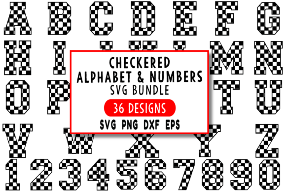Checkered Alphabet & Numbers SVG Bundle Graphic Crafts By ProFonts