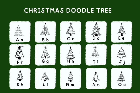 Christmas Doodle Tree Font PNG with transparent background - Preview 6