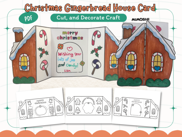 Christmas Gingerbread House Folding Card Graphics