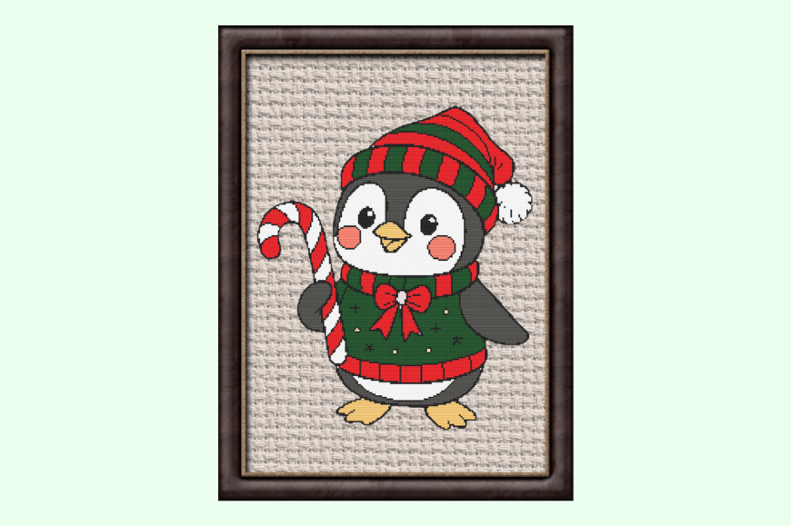Cute Christmas Penguin Cross Stitch
