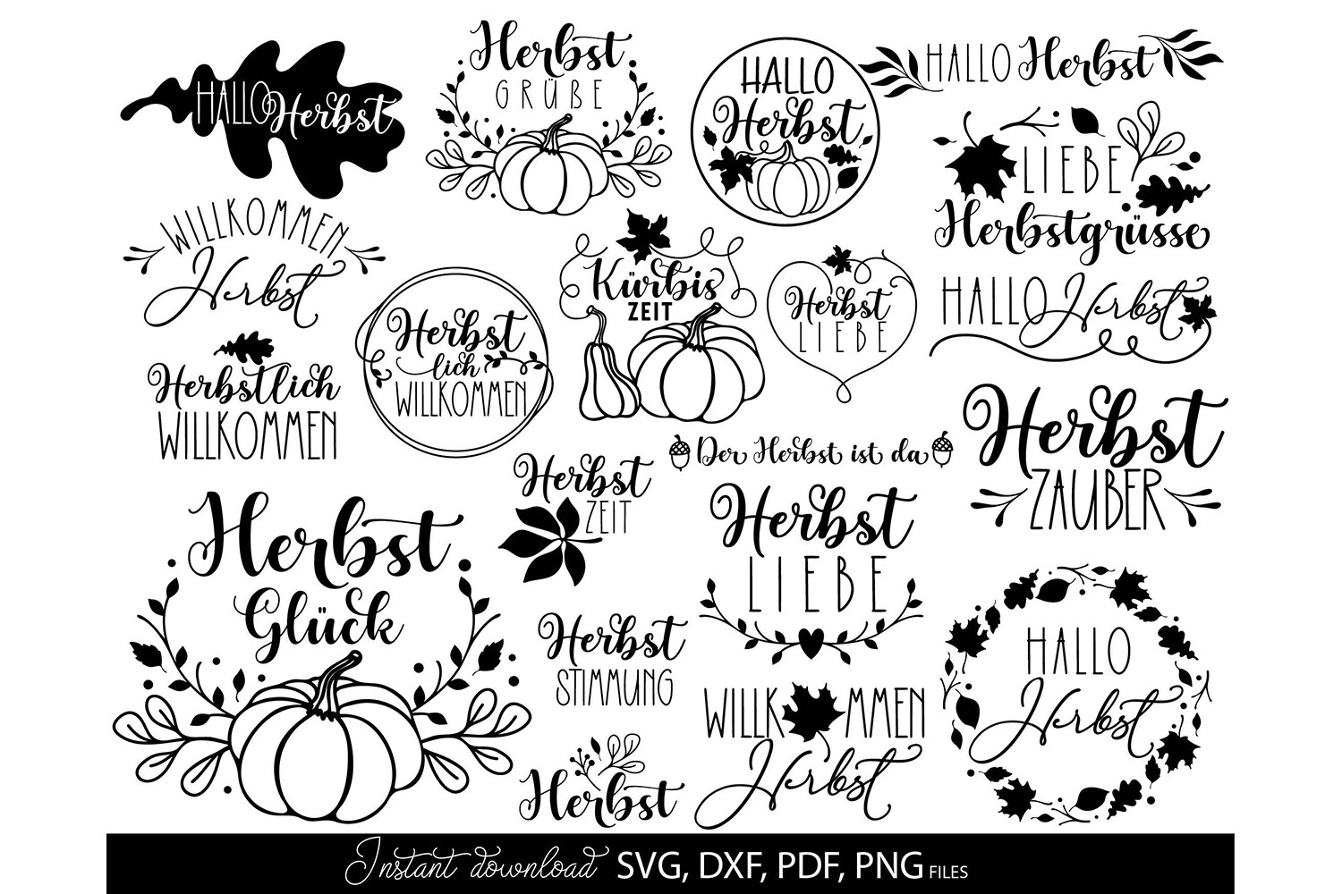 German Autumn SVG Bundle Hello Fall PNG