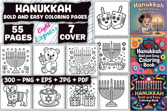 Hanukkah Bold & Easy Coloring Pages