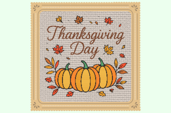 Happy Thanksgiving Pumpkins Cross Stitch