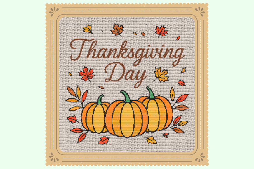 Happy Thanksgiving Pumpkins Cross Stitch