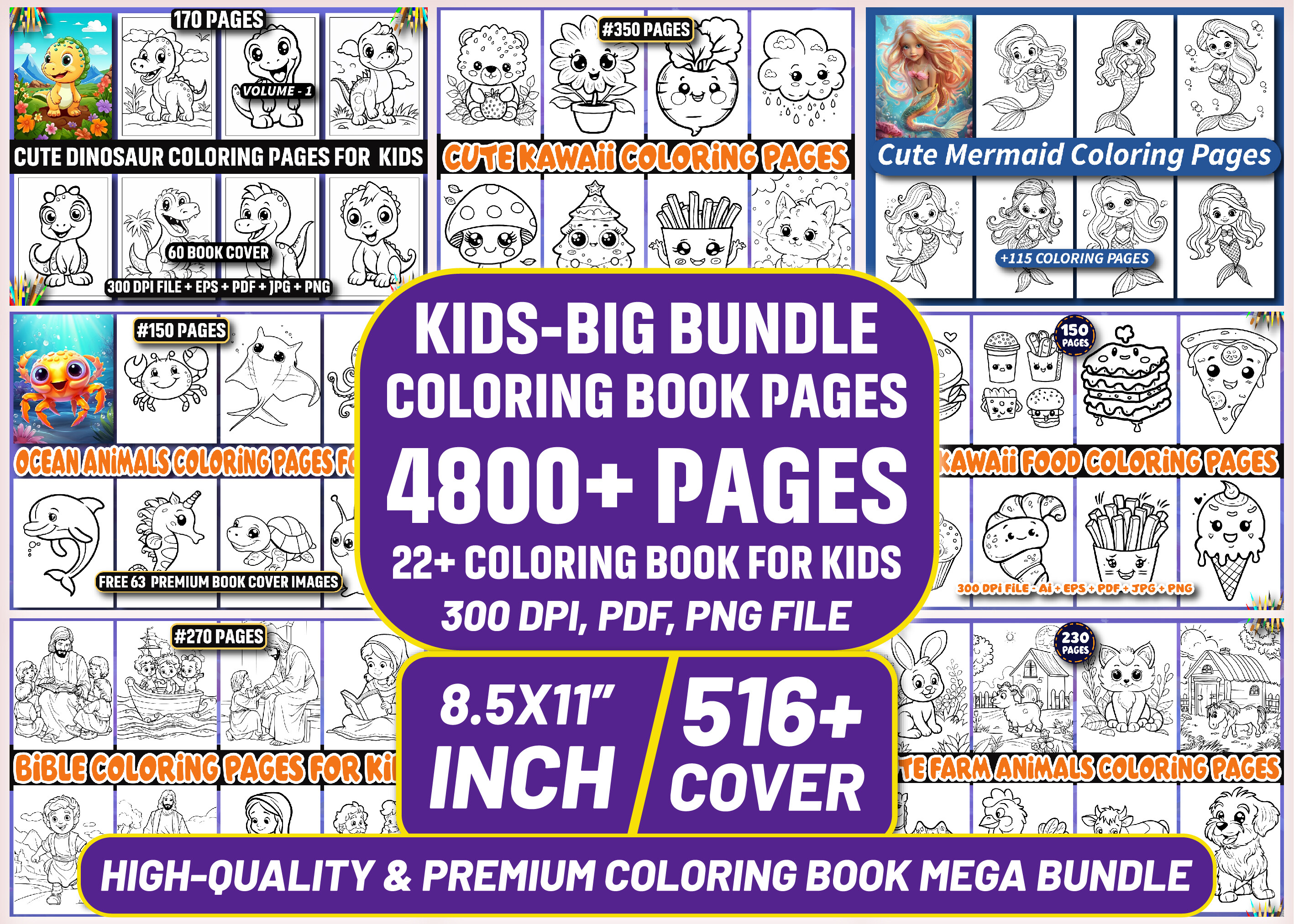 Kids-Big Bundle of Coloring Book Pages
