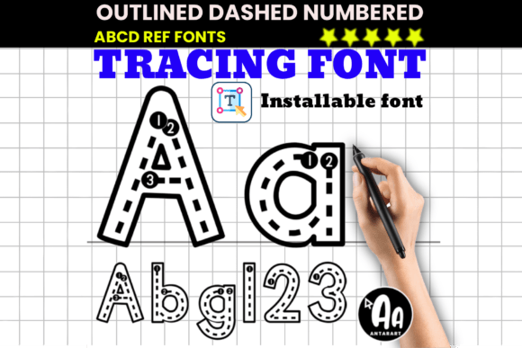 Preview specimen of Outlined Dashed Tracing decorative font