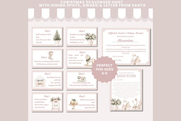 Pink Christmas Scavenger Hunt Game