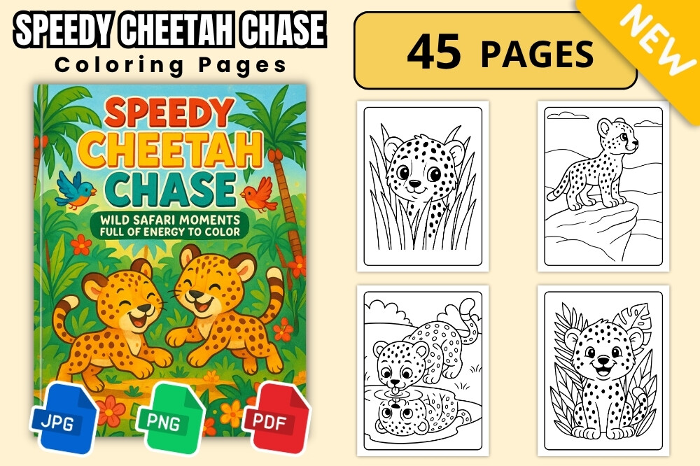 Speedy Cheetah Chase Coloring Book