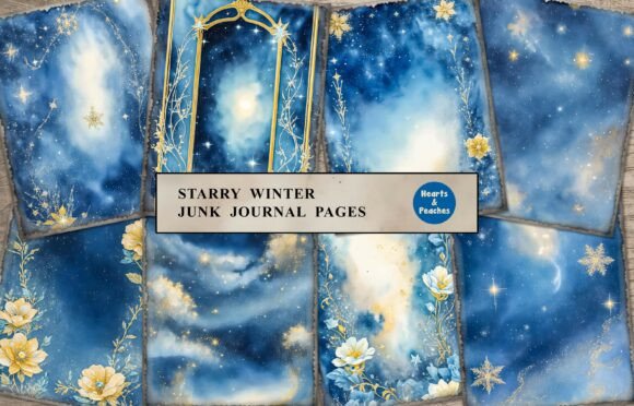 Starry Winter Junk Journal Pages