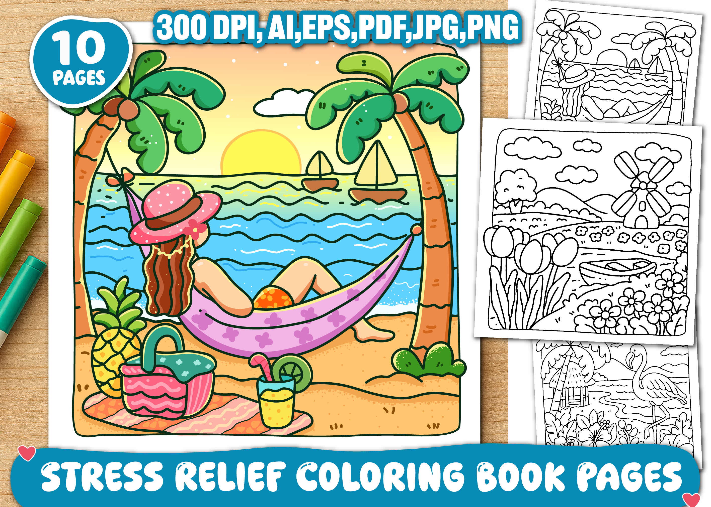 Stress Relief Adult Coloring Book Pages