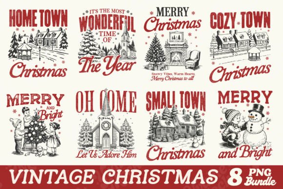 Vintage Christmas PNG Sublimation Bundle