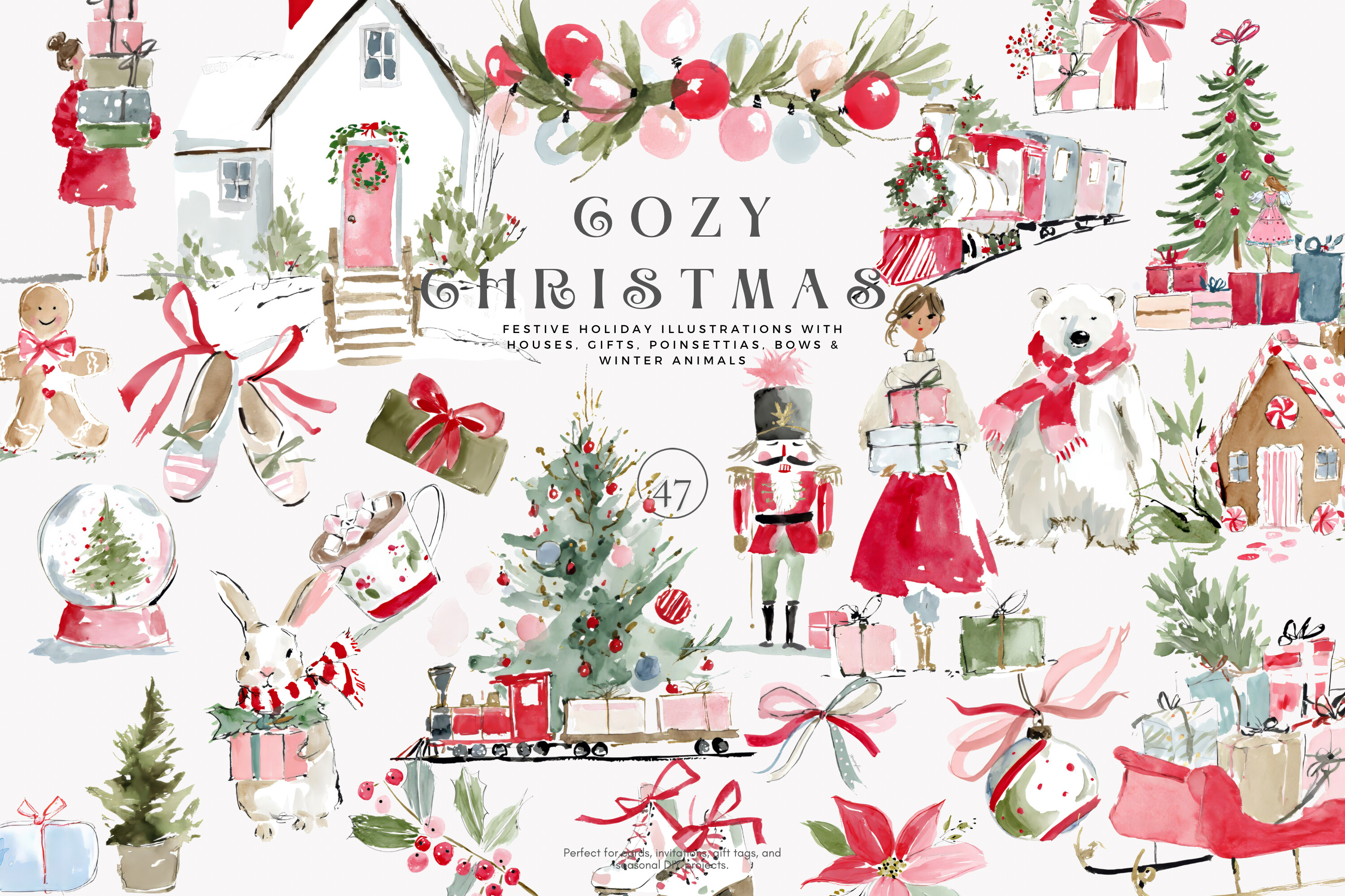 Cozy Christmas Watercolor Clipart Set - photo 1