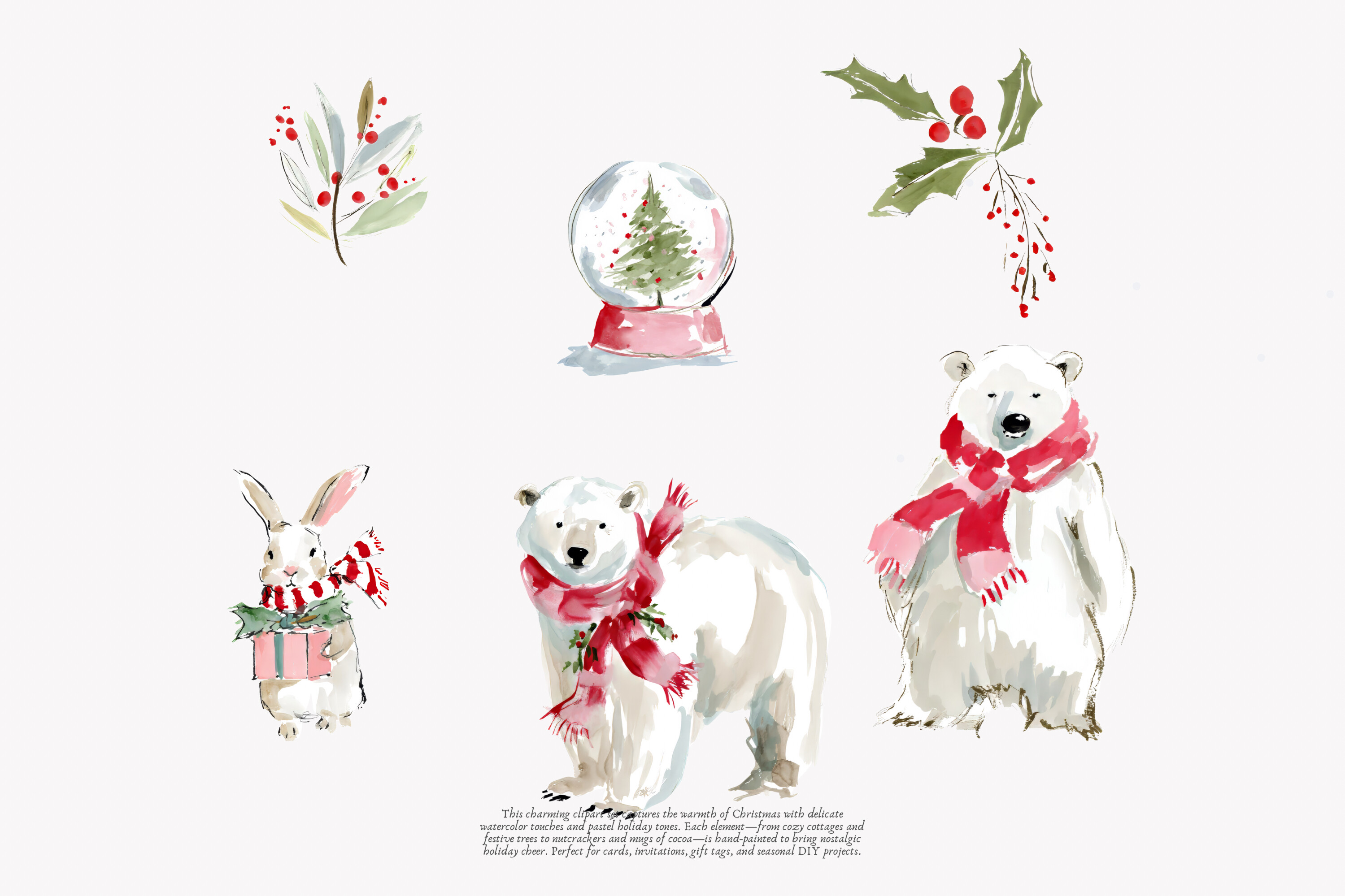 Cozy Christmas Watercolor Clipart Set - photo 4
