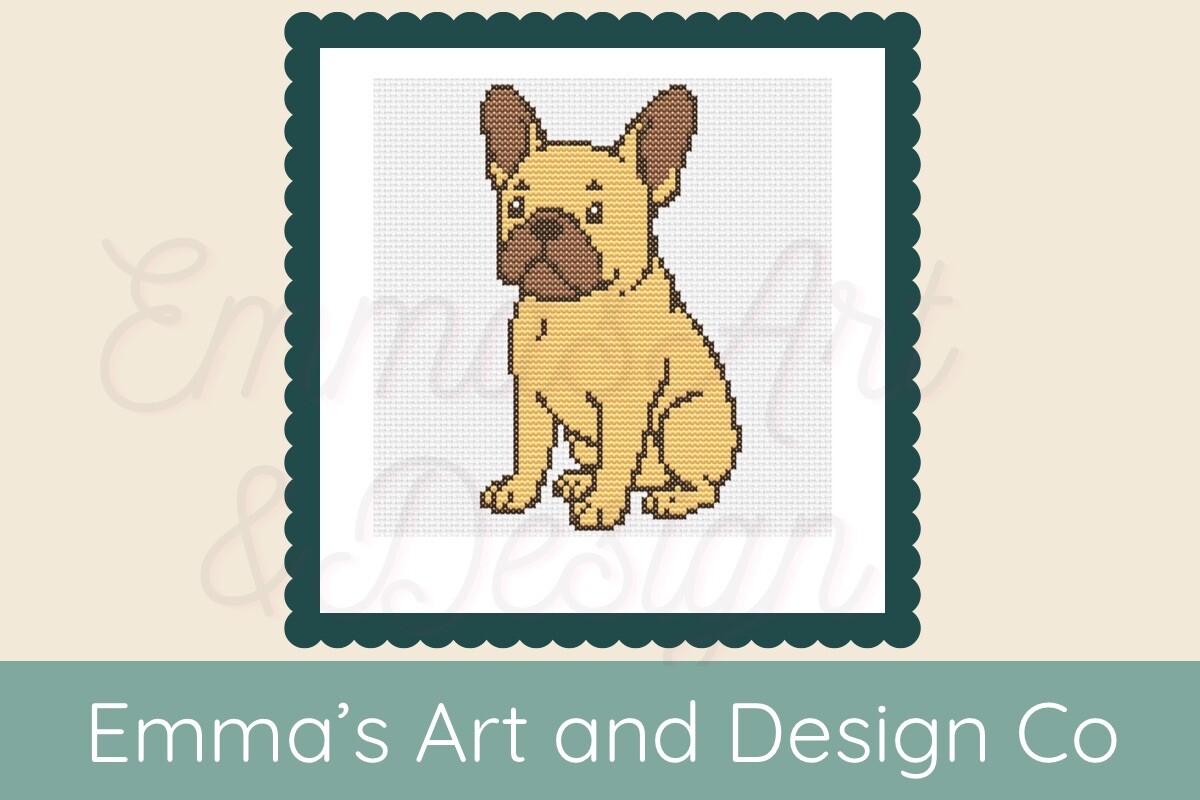 Adorable French Bulldog Cross Stitch Pat