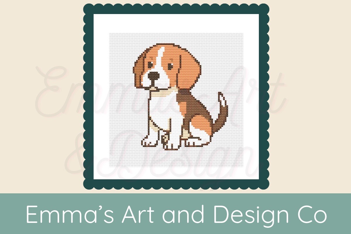 Charming Beagle Dog Cross Stitch Pattern