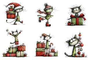 Christmas Whimsical Cat Clipart Graphic by Dreamshop · Creative Fabrica