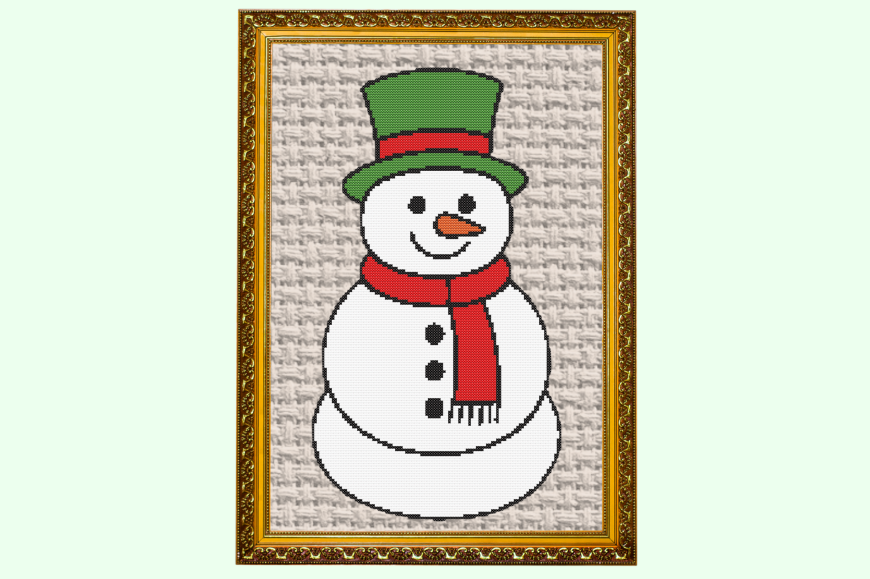 Cute Christmas Snowman Cross Stitch Patt