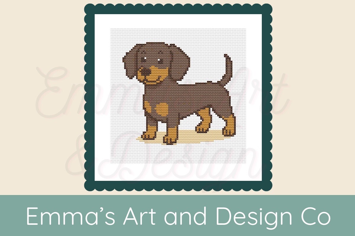 Cute Dachshund Dog Cross Stitch Pattern