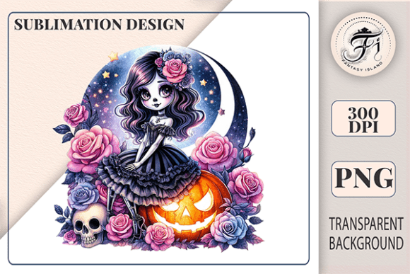 Cute Gothic Girl Clipart PNG | Dark Art Graphic Illustrations By Fantasy Island