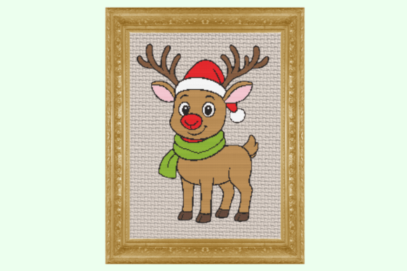 Cute Rudolph Reindeer Cross Stitch Patte